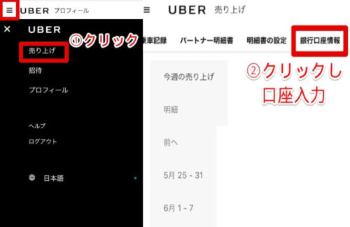Uber配達パートナー登録【銀行口座】