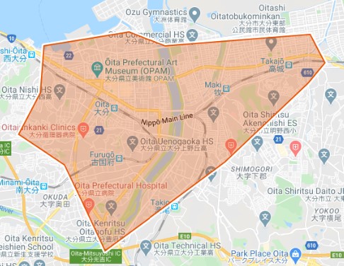 UberEats大分エリアmap