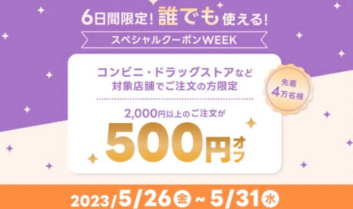 【6日間限定】誰でも使える500円オフクーポン！！【5/31まで】
