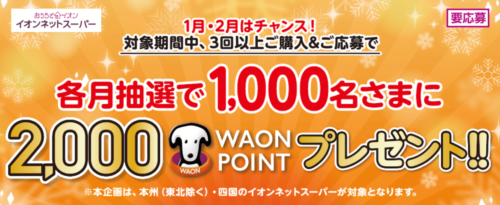 【イオンネットスーパー】2000WAONポイントプレゼントキャンペーン【2/28まで】