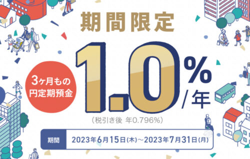 UI銀行3ヶ月定期年利1.0%キャンペーン【230731】